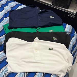 Lacoste set of 4 Polo Shirt Classic Cotton Pique green white blue black sz small